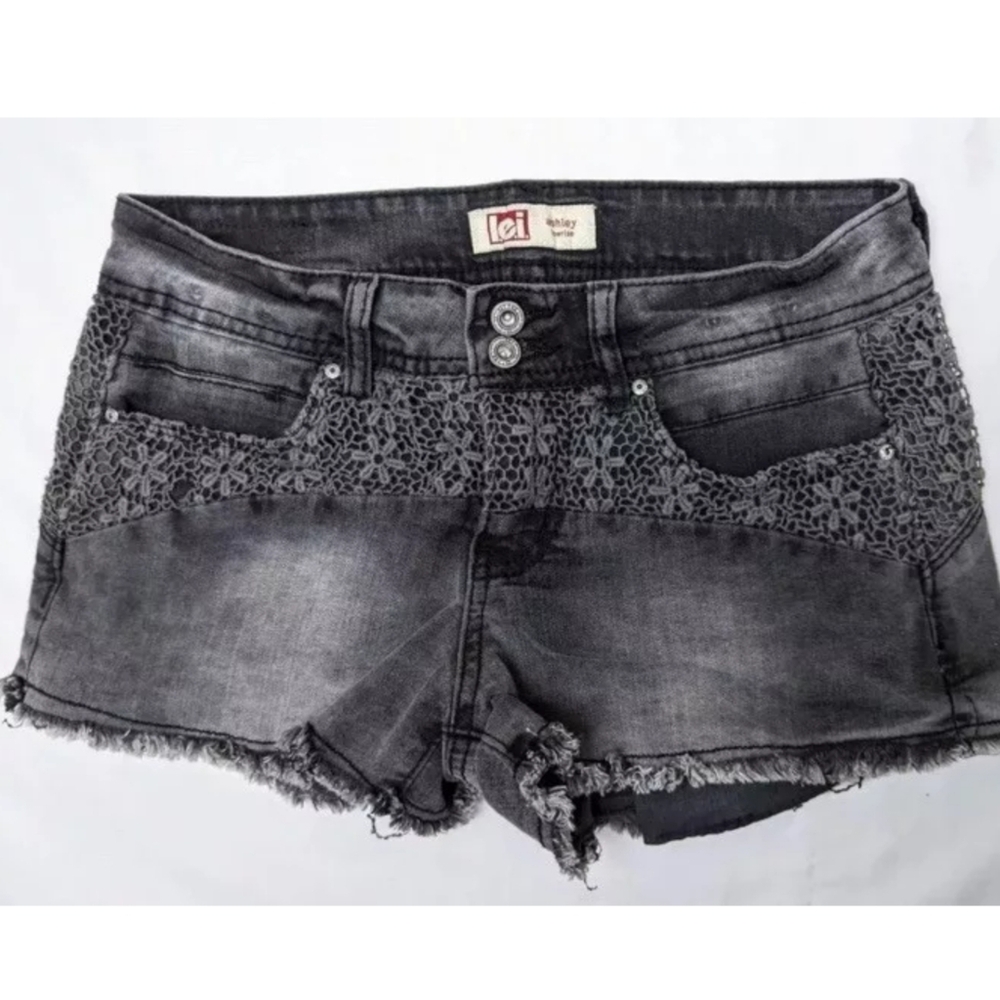 L.E.I. Black Y2K Denim Jean Shorts